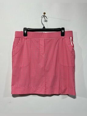Belyn Key Pink and White Gingham Mini Skort/Skirt Size Medium Nwot